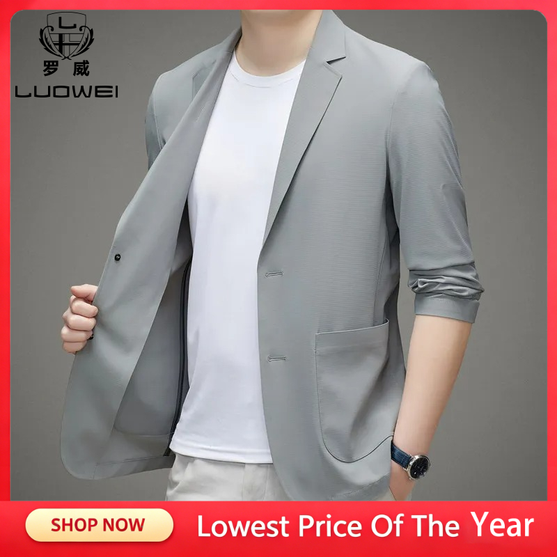 Streetwear Brand Jacket - Brand Men Casual Blazer Ice Silk