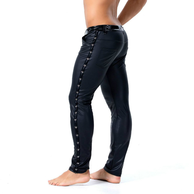 Streetwear Brand Fashion - S-XXL Brand Men Leather Rivet Pants