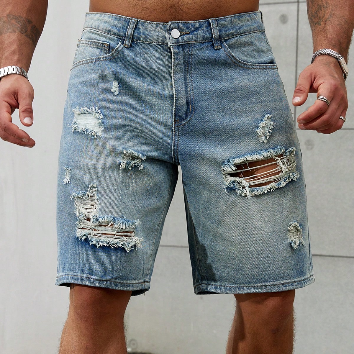 Streetwear Brand Jacket - New Fashion Mens Ripped Short Jeans