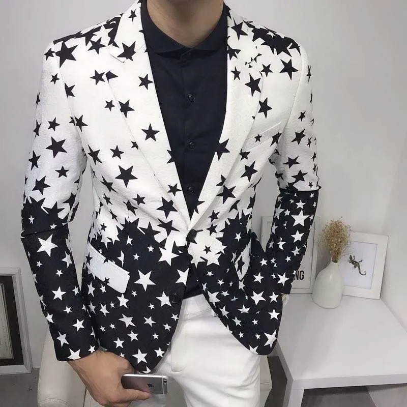 Star Print Slim Fit Blazers 20 - Streetwear Brand Jacket 评论和价格