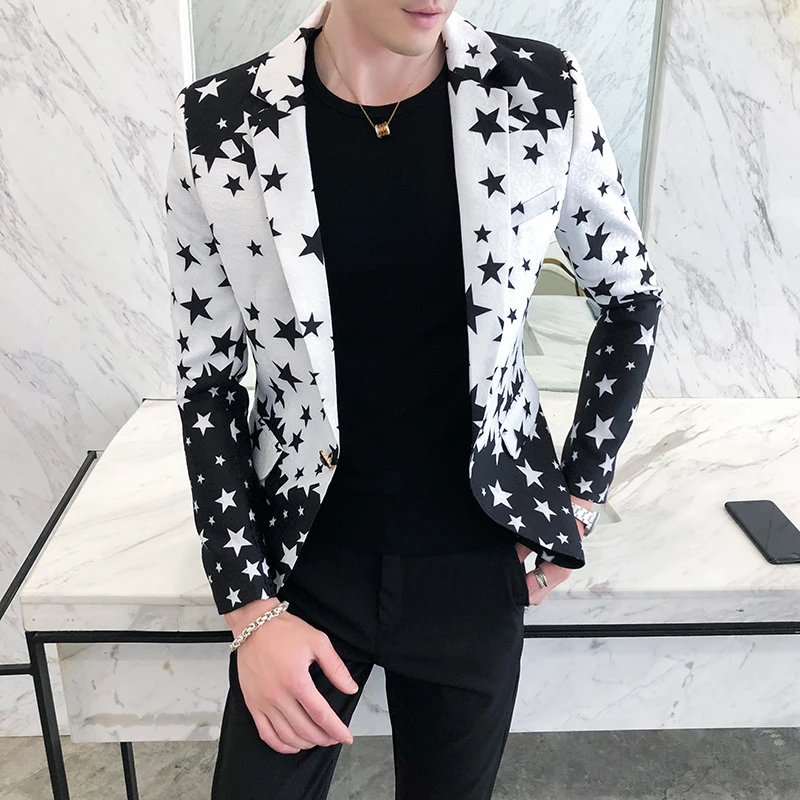 Star Print Slim Fit Blazers 20 - Streetwear Brand Jacket 评论和价格