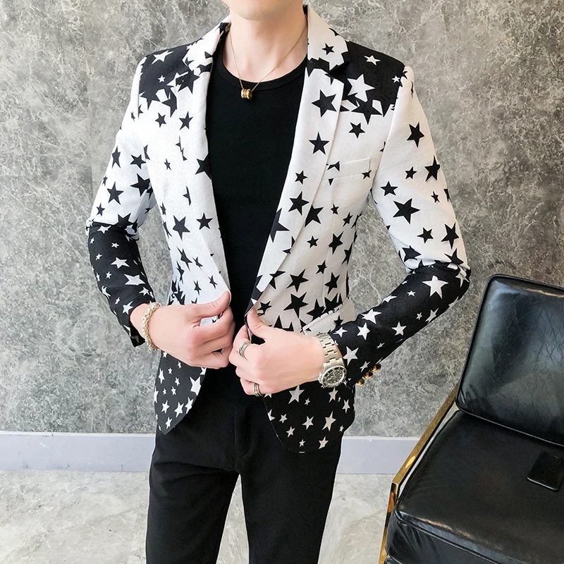Star Print Slim Fit Blazers 20 - Streetwear Brand Jacket 评论和价格