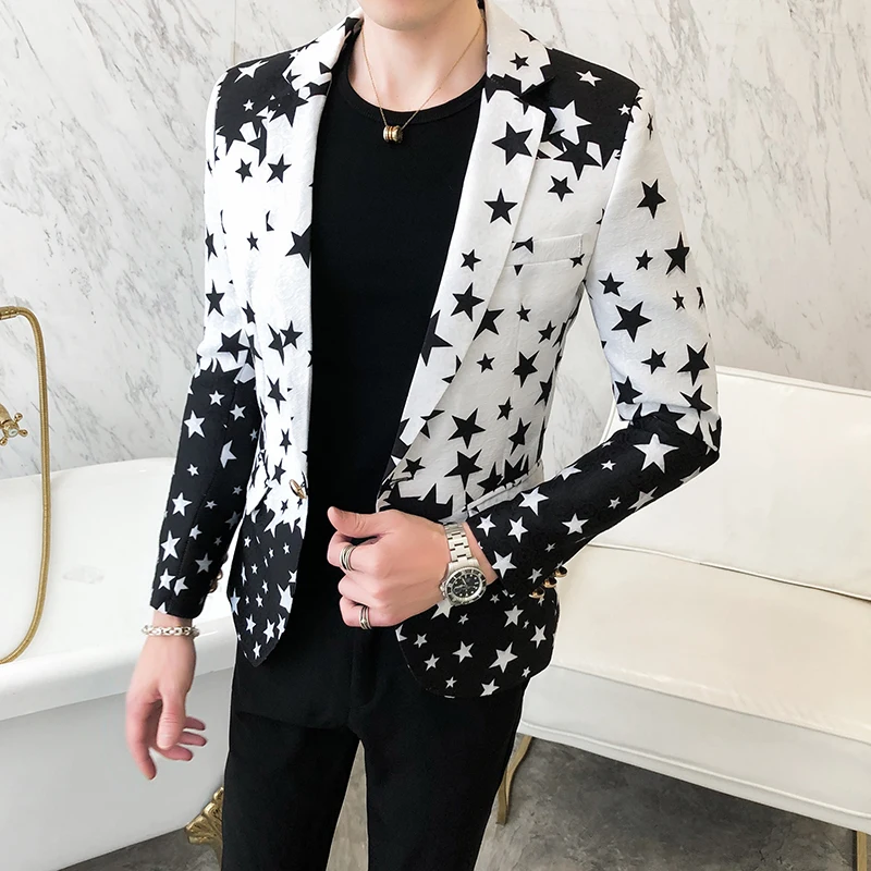 Star Print Slim Fit Blazers 20 - Streetwear Brand Jacket 评论和价格