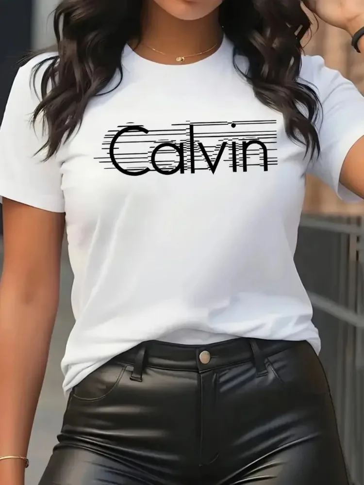 Calvin Women's T-Shirt Leisure - Streetwear Brand Fashion 评论和价格