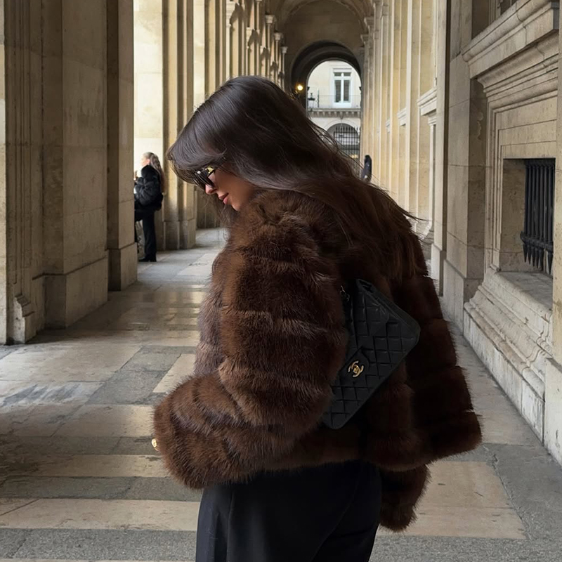 Vintage Brown Patchwork Fur Co - Streetwear Girl Brand 评论和价格